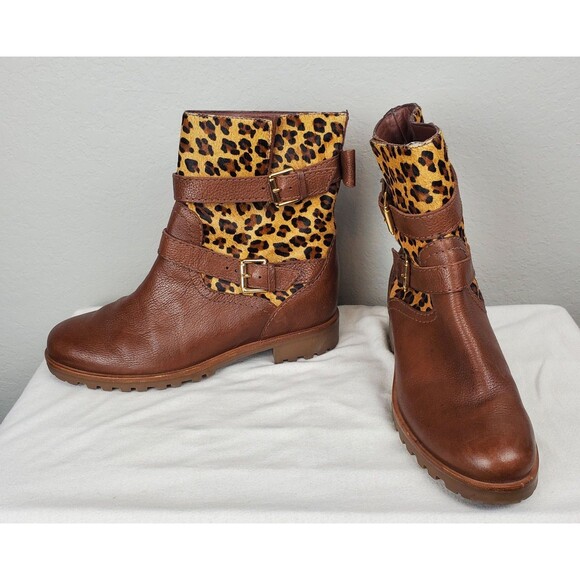 kate spade new york Shoes - Kate Spade Women's Size 8.5 Sonia Motorcycle Boots Animal Print Brown
